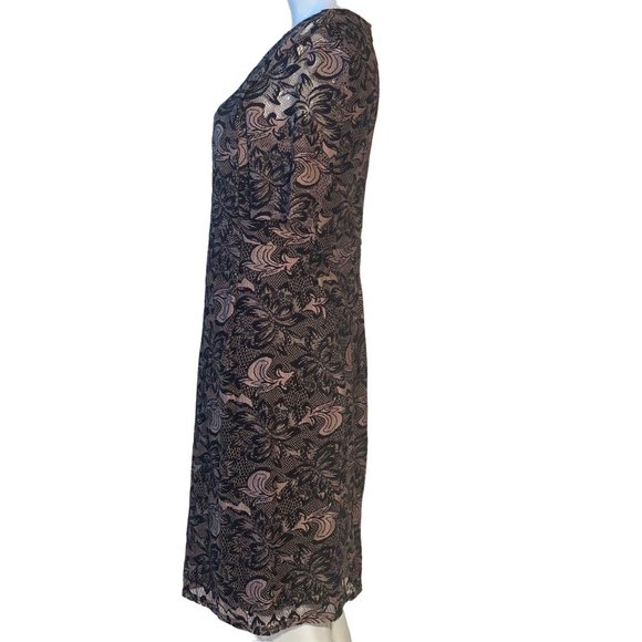 Vanilia Women's Paisley Dress Crew Neck Short Sleeve Black Brown Size 10 - Picture 4 of 11